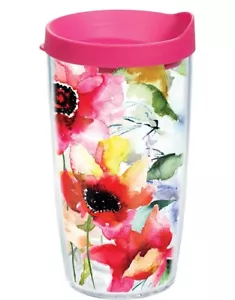 Taza de doble pared floral Tervis Vaso con tapa de viaje rosa - Imagen 1 de 12