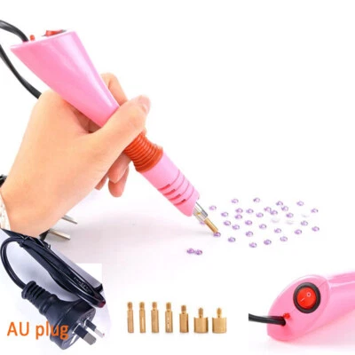 Fast Heated Hotfix Rhinestone Pink Applicator Iron-on Wand Heat-fix Tool Gun AU - image 1 of 4