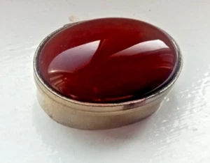 19th Century Victorian Pill Box 1800s Red Stone Lid - Picture 1 of 7