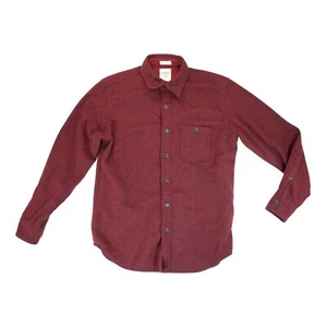 Fossil 54 Wool Flannel Shirt Mens Medium M Plaid Red Long Sleeve Classic Fit - Picture 1 of 4
