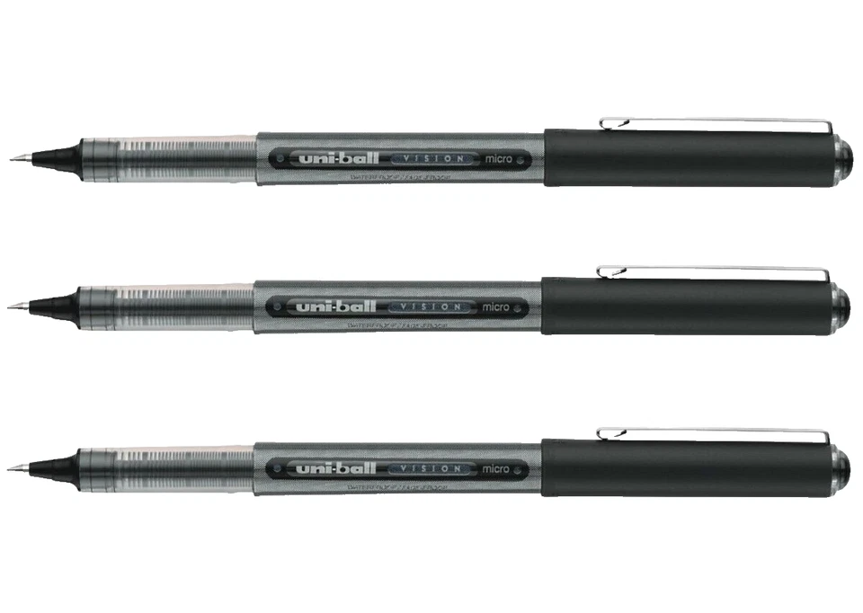 uni-ball Vision Stick Roller Ball Pen Micro 0.5mm Black Ink 12pk