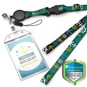 Premium Retractable Cruise Ship Slim Lanyard Waterproof Card ID Badge Holder - Picture 1 of 6