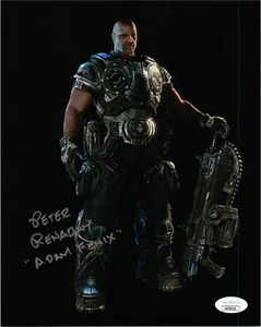 Foto auténtica firmada a mano de Peter Renaday "GEARS OF WAR Adam Fenix" 8x10 certificado de autenticidad JSA - Imagen 1 de 2