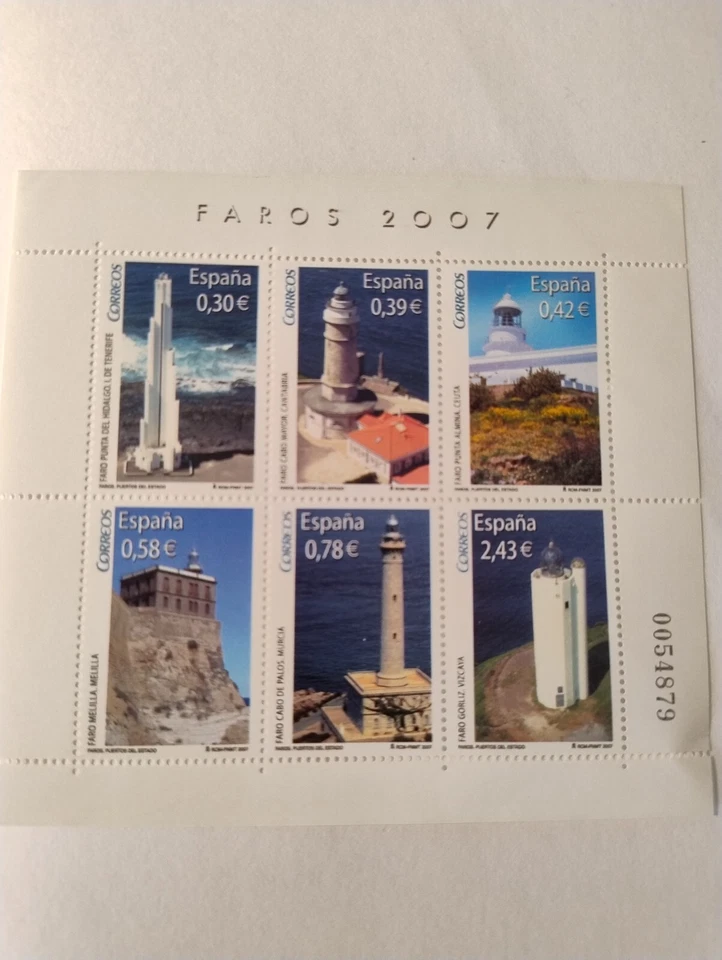 HOJA BLOQUE SEIS SELLOS "FAROS 2007" NUEVOS. - Imagen 1 de 1