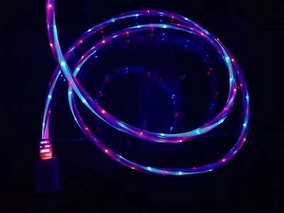 3Ft iPhone 12/11/X/8/7/6/5/ Dual-Color USB Data Sync LED Light Up Charger Cable  - Image 1 of 4