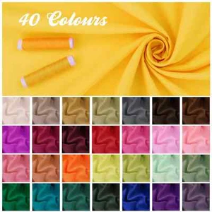 Cotton Poplin 100% Cotton Plain Dressmaking Craft Fabric Available in 40 Colours - Picture 1 of 64