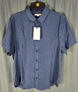 Onia short sleeve linen shirt Men's Large Vintage Indigo New w Tags $150 retail - Picture 1 of 5
