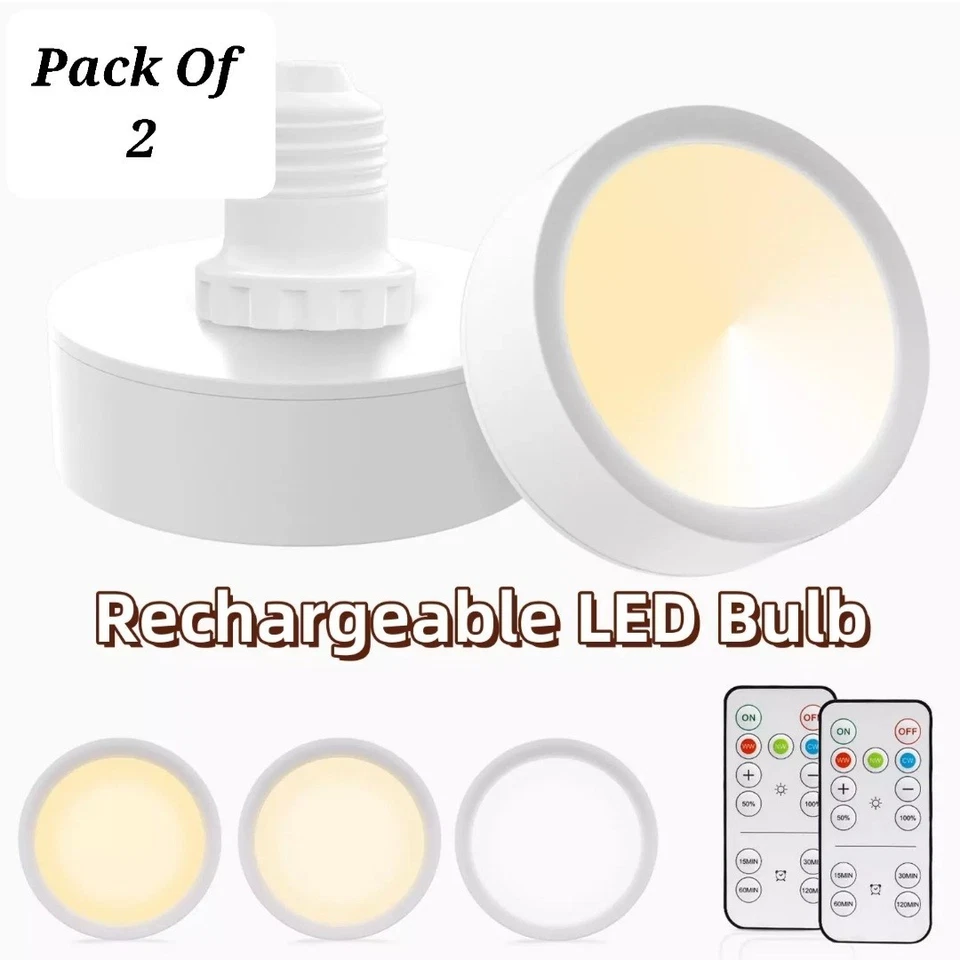 E27 LED USB Rechargeable Light Bulbs Battery Operated Light Bulb (2 Pack) - Image 1 of 1