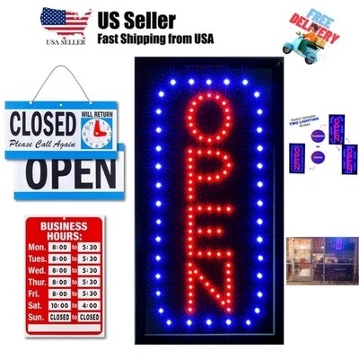 Neon Open Sign for Business: Vertical LED Sign with Flashing Mode for Stores ... - Image 1 of 4