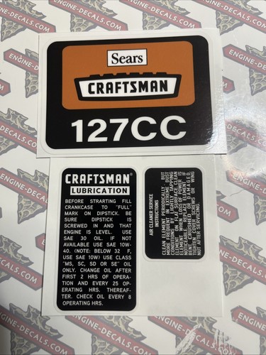 Sears Craftsman 127 CC 3 Hp Minibike Edger Tiller Engine-decals Set Of ...