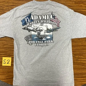 Harley Davidson Adamec POW MIA Hombre’s Camiseta Mediana Motociclista Florida Naranja Gris Bolsillo - Imagen 1 de 7