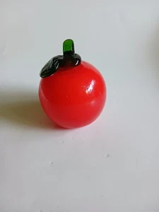  Glas glänzend roter Apfel mit grünem Stiel 4 cm - Bild 1 von 4