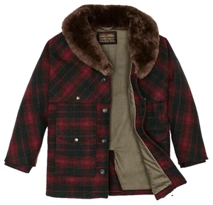 Filson Lined Mackinaw Wool Packer Coat XS Made in USA Burgundy Dark Olive Jacket - Picture 1 of 9
