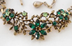 Fabulous Vintage Coro unsigned dangle identified necklace green rhinestones - Picture 1 of 14