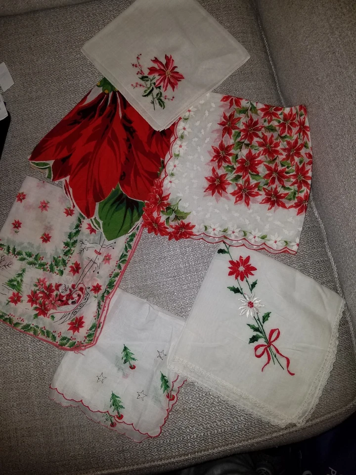 Juego de 6 pañuelos de Navidad vintage Foto 1 de 1