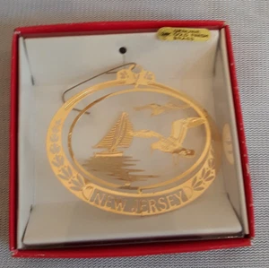 Adorno de recuerdo de Nueva Jersey Tesoros de la Nación acabado dorado 24kt latón en caja - Imagen 1 de 13