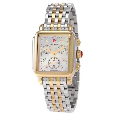 Michele Deco Chronograph Quartz Diamond White MOP Dial Ladies Watch MWW06A000779 - Image 1 of 3