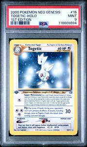 2000 Pokemon Neo Genesis 1st Edition #16 Togetic Holo PSA 9 MINT w/ SWIRL - Picture 1 of 2