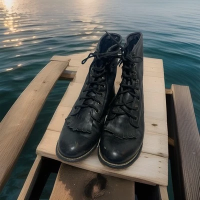 Botas vaqueras vintage Durango talla 7,5 M para mujer negras con cordones occidentales Foto 1 de 4