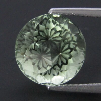 Hermosa amatista verde natural (prasiolita) 12,5 mm piedra preciosa redonda corte 3D de 8,42 quilates Foto 1 de 3