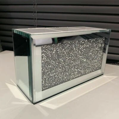 crushed jewel mirror diamante Beauty Box Makeup Brush Remote Organiser Holder