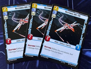 Star Wars Unlimited Spark of Rebellion 3X carta comune ARC-170 restaurata - Foto 1 di 2