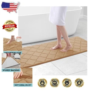 Non-Slip Machine Washable Memory Foam Bath Mat 59x24 - Water & Stain Resistant - Picture 1 of 10