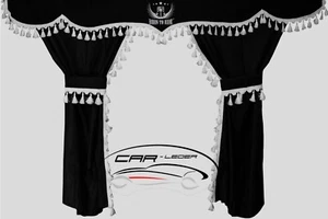 JUEGO cortinas de camión cortinas logotipo blanco y negro adecuado para Scania 124 R S P - Imagen 1 de 4