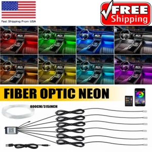 RGB Multicolor LED Interior Atmosphere Light Fiber Optic Neon Wire APP Remote - Picture 1 of 14