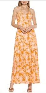 Maxi abito Alexia Admor arancione floreale con dettagli in corda donna M - Foto 1 di 9