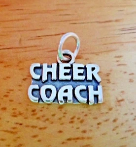 Sterling Silver 12x15mm says Cheer Coach Cheerleading Charm - Picture 1 of 3