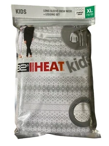 New 32 Degrees Heat Girl's Baselayer XL 16/18 White with Gray - Picture 1 of 2