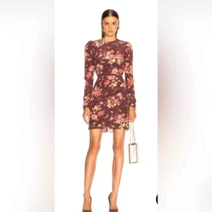Zimmermann Unbridled Draped Mini Dress Garnet Garden Floral, Size 6 (1) - Picture 1 of 7