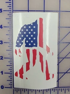 Bigfoot Sasquatch Bigfoot American Flag durable sticker 4" Logo Vinyl Decal - Picture 1 of 1