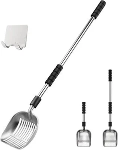 Cat Litter Scoop, Metal Litter Scooper with Deep Shovel, Detachable Long Handle - Picture 1 of 7
