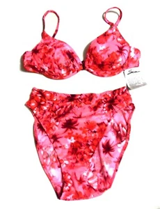 Sia Rose Pink Floral Padded Push Up Tank Bra Bikini Swimsuit Size 8 NWT $73 - Picture 1 of 3