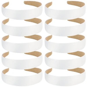 10 Pack White Headband 1.3 Inch Wide Satin Headbands Women Non Slip Fashion P... - Picture 1 of 6