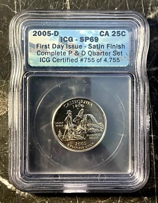 2005-D Washington Quarter California ICG SP69 Satin Finish-Inaugural Year! - Image 1 of 2