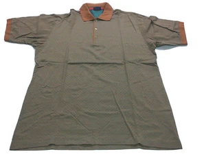 Jeff Rose Men's Cotton Orange & Green Polo-Shirt Classic Fit Short Sleeve Sz L - Picture 1 of 8