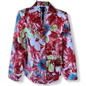 Vintage RQT Petite Cropped Floral Blazer Jacket 8P - Picture 1 of 12