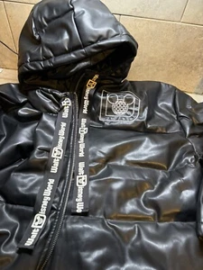 Size 1XL  Walt Disney World Black Puffy Puffer Jacket Faux Leather - Picture 1 of 6