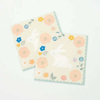 Easter Floral and Bunny Small Party Napkins  (20 Pack) - Image 1 of 2