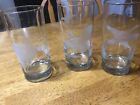 Set Of 3 Game Bird Carved Crystal Glass Tumblers Ruffed Grouse,Pintail,Bobwhite