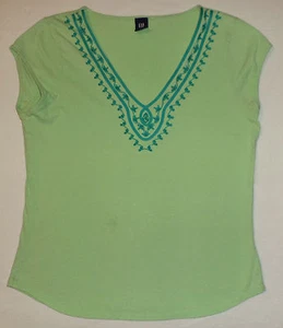 GAP CAP SLEEVE TOP VERDE SCOLLO A V TAGLIA M K#8443 - Foto 1 di 5