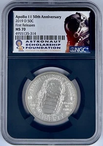 2019 D 50C Apollo 11 50th Anniversary Half Dollar NGC MS 70 First Releases - Picture 1 of 2