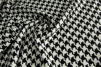 0,5 m Hahnentritt,(18,90 €/m), 1,45 m  breit, Wollstoff, Mantel, schwarz, ecru - Bild 1 von 4