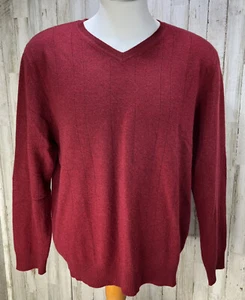 Apt. 9 Herren Pullover rot 100% Kaschmir gerippt V-Ausschnitt Langarm Größe XXL ST2 - Bild 1 von 10