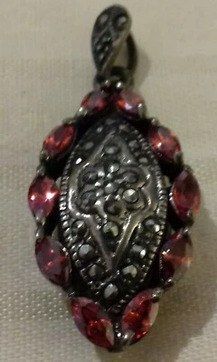 Ciondolo Argento Indiano  925 Pietra Vera Diametro circa 2 cm - Immagine 1 di 4