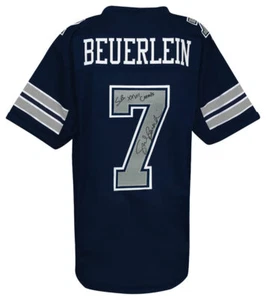 Steve Beuerlein Signed Navy Custom Football Jersey w/SB XXVII Champs - (SS COA) - Picture 1 of 1