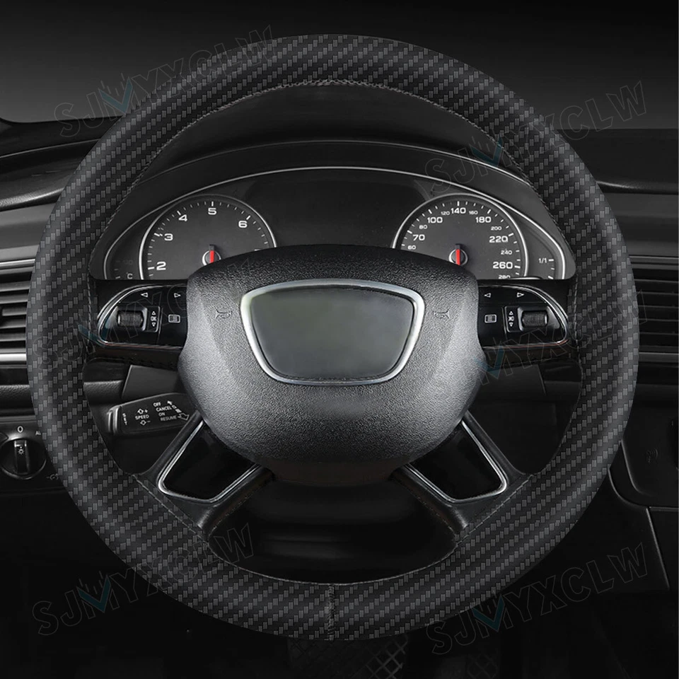 For Chevrolet Colorado 15" Steering Wheel Cover Genuine Leather BLACK Non-slip - Image 1 of 4